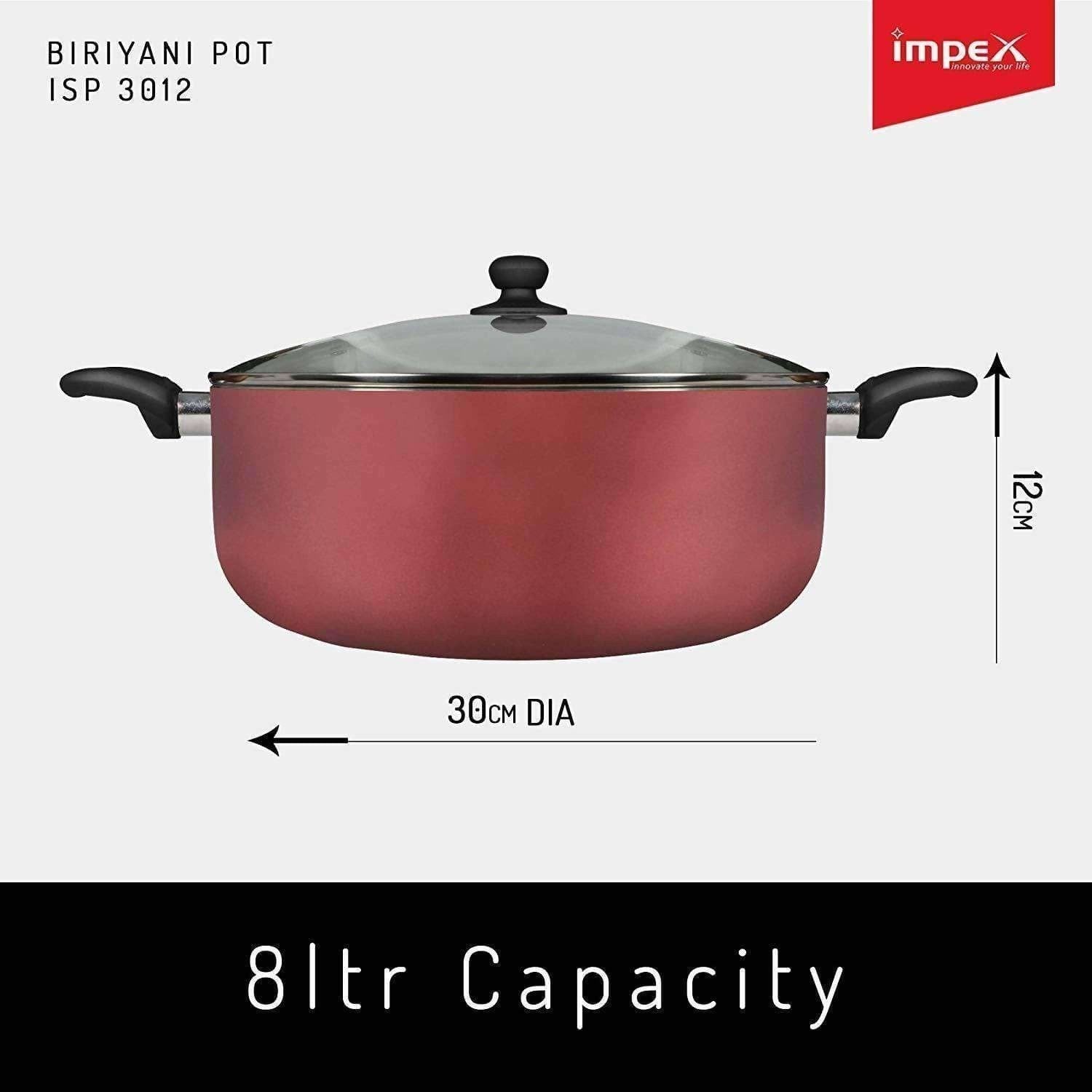Red Nonstick NS Biriyani Pot with SS Lid - 6Ltr, For Home, Size