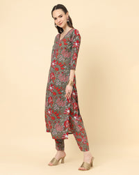 Thumbnail for Varanga Women Grey Viscose Rayon Printed Regular Kurta With Trousers & Dupatta - Distacart