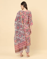 Thumbnail for Varanga Women Assorted Viscose Rayon Printed Regular Kurta With Trousers & Dupatta - Distacart