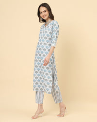 Thumbnail for Varanga Women White Viscose Rayon Printed Regular Kurta With Trousers & Dupatta - Distacart