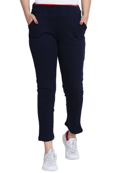 Asmaani Navy Blue color Hosiery Lower with Two Side Pockets.