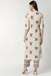 Thumbnail for Women's Off White Poly Crepe Printed Kurta Palazzo Set - Rasiya - Distacart