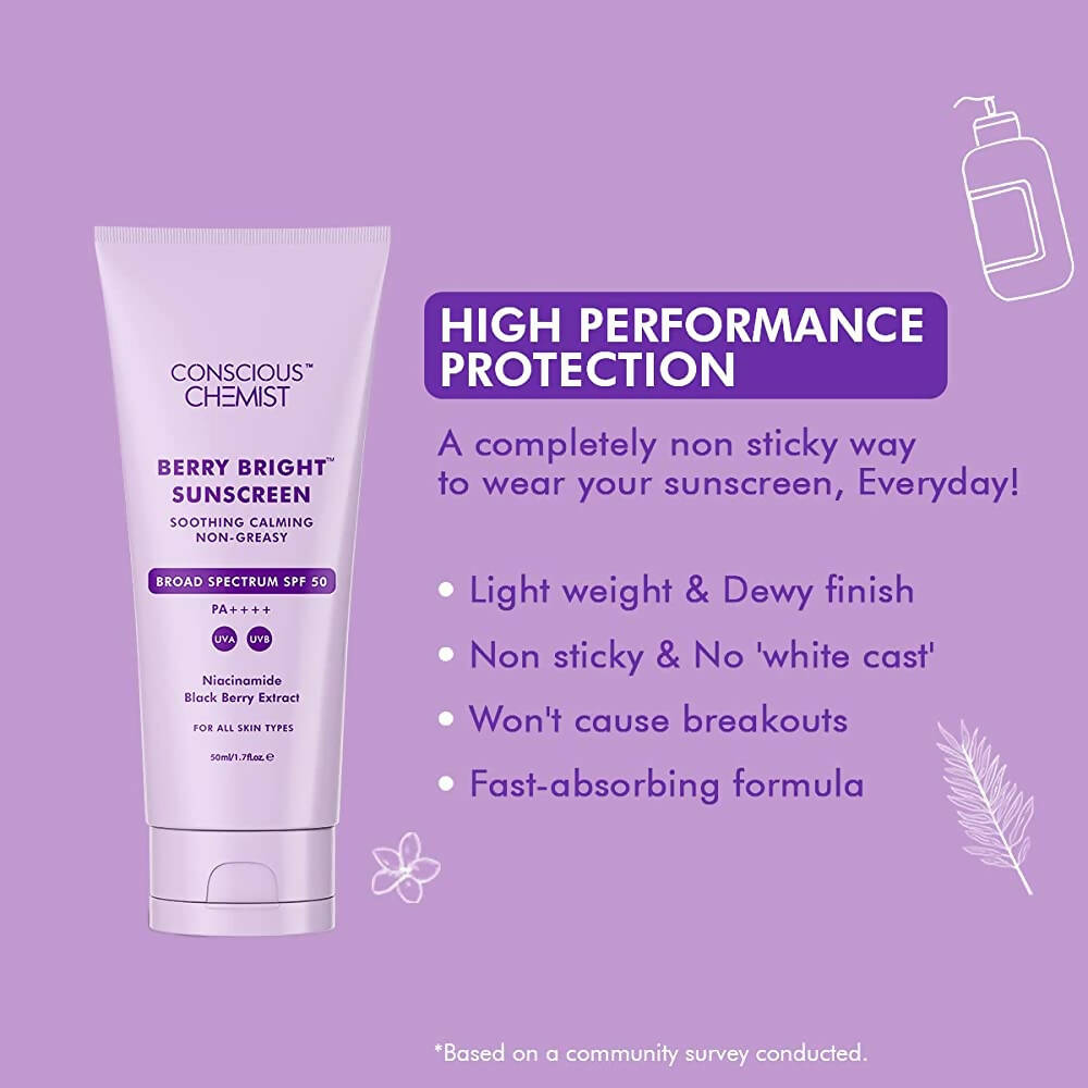 Conscious Chemist Berry Bright Sunscreen SPF 50 - Distacart