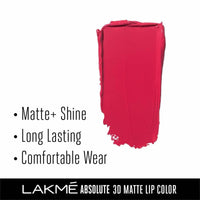 Thumbnail for Lakme Absolute 3D matte lip color Lipstick - Romeo Red