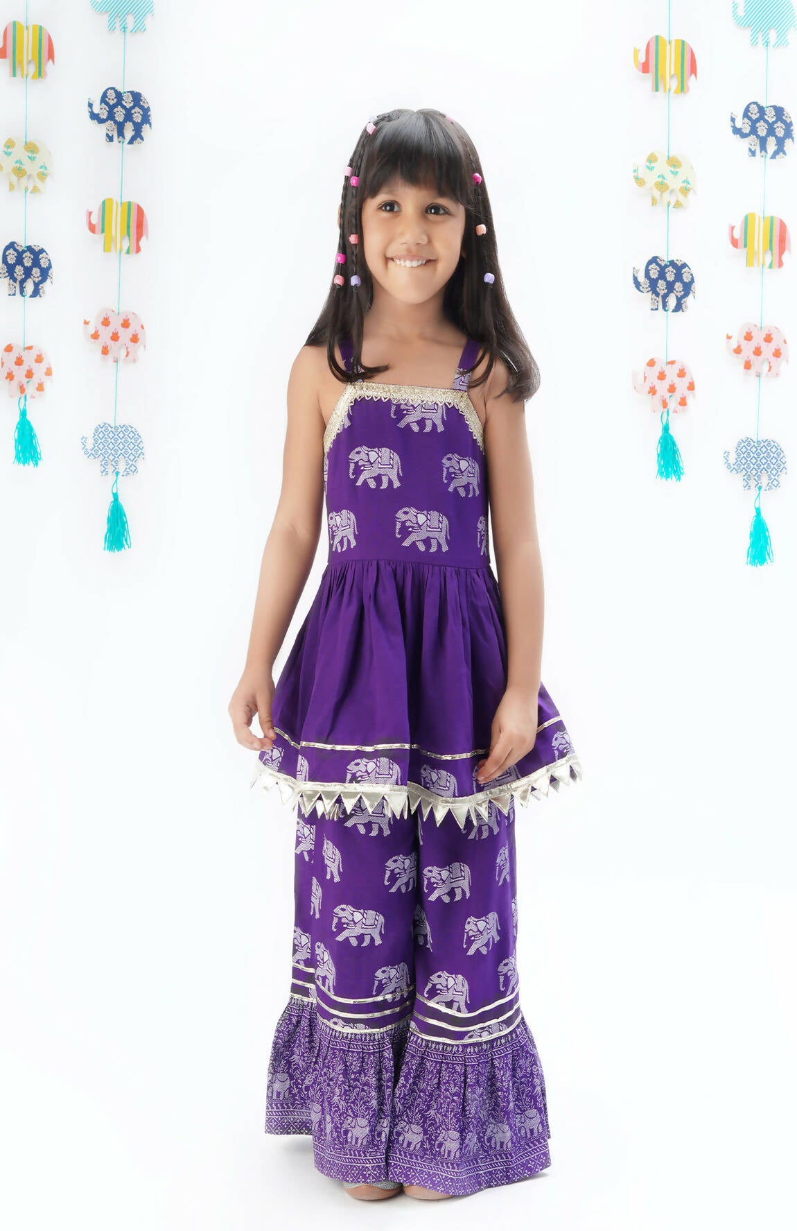 Lil Drama Trunk Tales Girls Purple Kurta With Sharara Set - Distacart