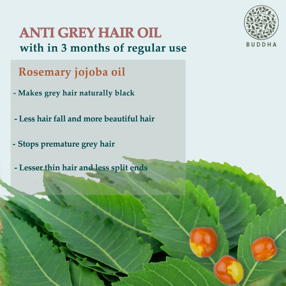 Buddha Natural Anti Grey Hair Oil For Anti Greying and Natural Hair Color - Distacart