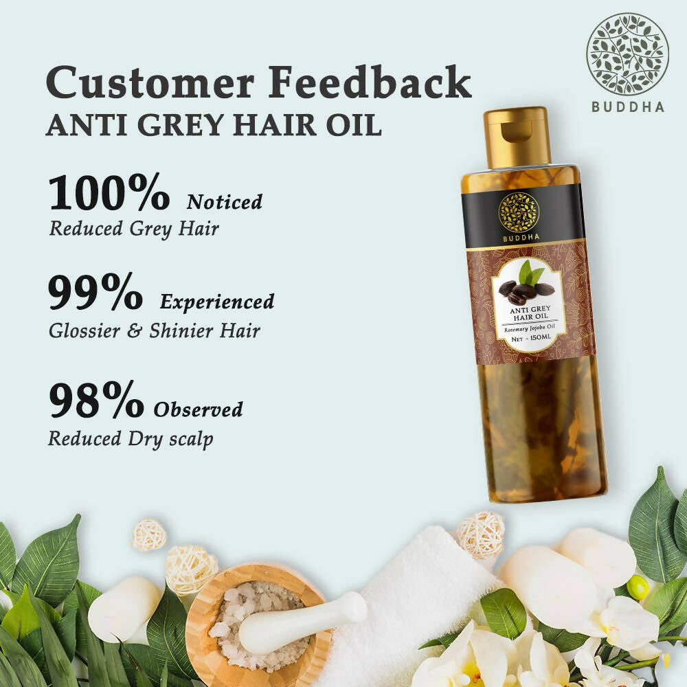 Buddha Natural Anti Grey Hair Oil For Anti Greying and Natural Hair Color - Distacart