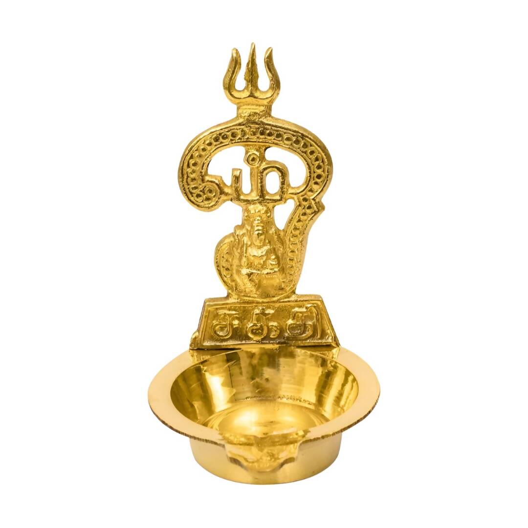 Om Sakthi Trishul Velaku Deep Diya Deepam in Brass 4 Inch - S900698 -  Season Bazaar