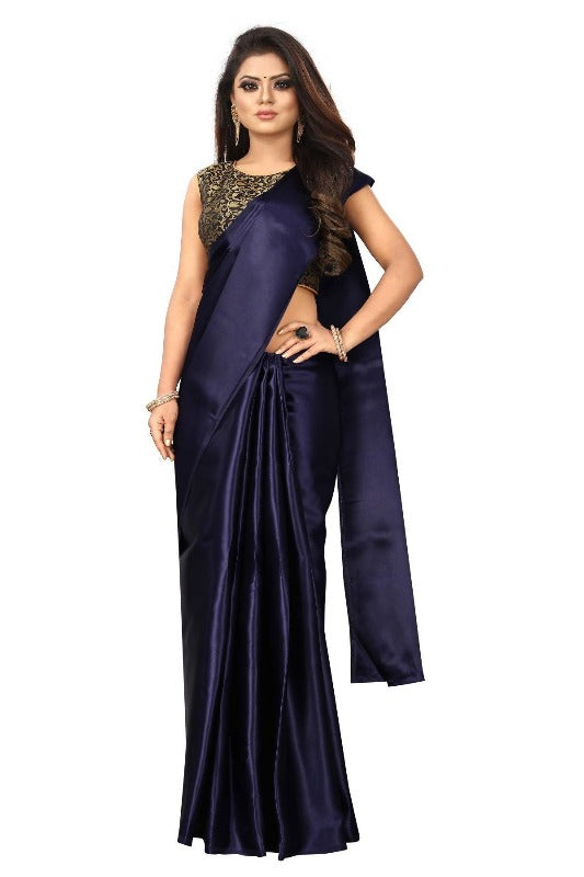 Vamika Navy Satin Designer Saree (PAVITRA NAVY)