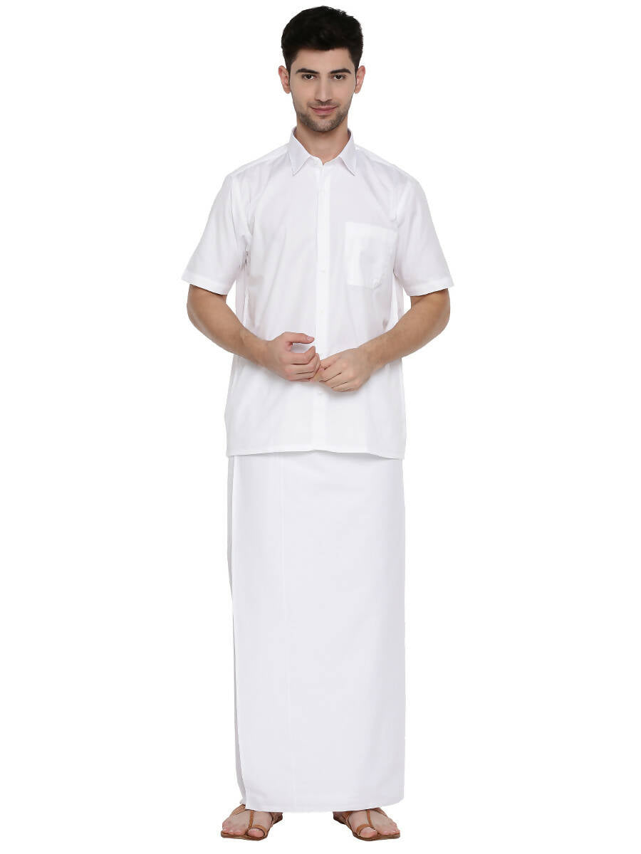 Ramraj Cotton Mens Half Sleeve Formal 100 % Cotton White Shirt - Distacart