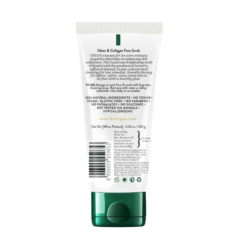 Biotique Advanced Ayurveda Ubtan & Collagen Face Scrub - Distacart