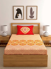 Thumbnail for Dreamscape Pink Ethnic Motifs 144 TC Cotton Bedsheet with Pillow Covers - Distacart