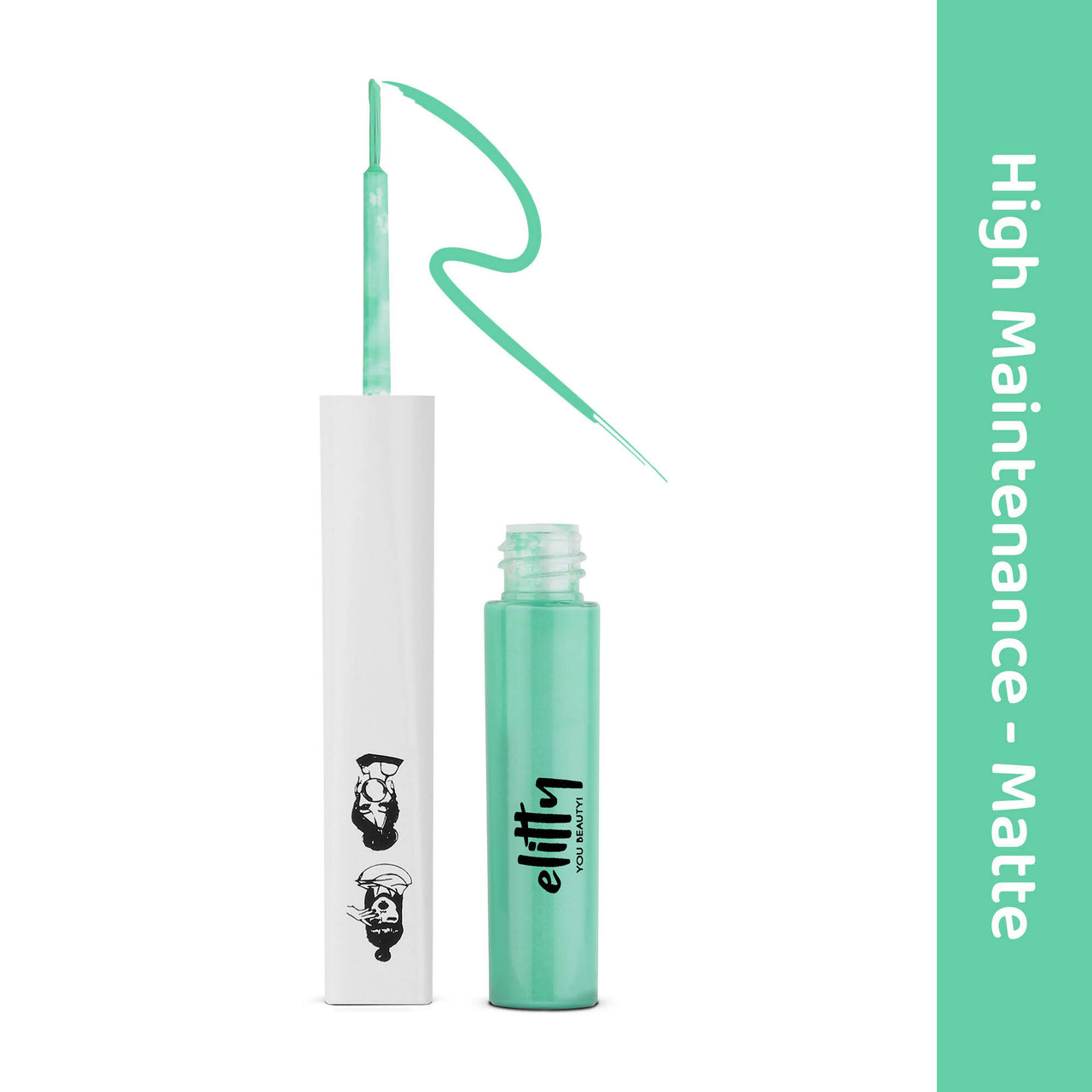 Elitty Cyan Green Pop Color Matte Finish Liquid Eyeliner - High Maintenance-Cyan Green - Distacart