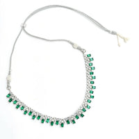 Thumbnail for Mominos Fashion Johar Kamal Silver-Plated American Diamond Green Choker Set - Distacart