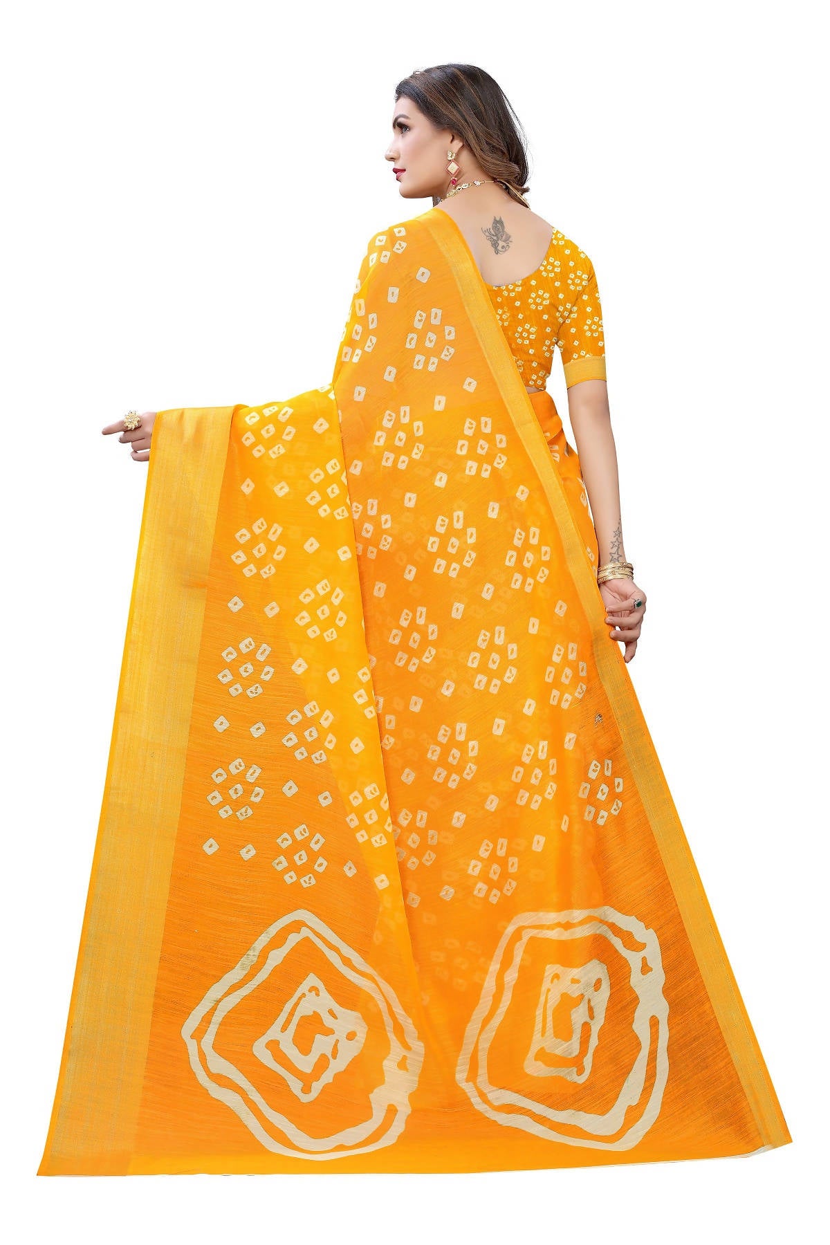 Vamika Stylish Orange Linen Jari Border Saree (RADHIKA ORANGE) - Distacart