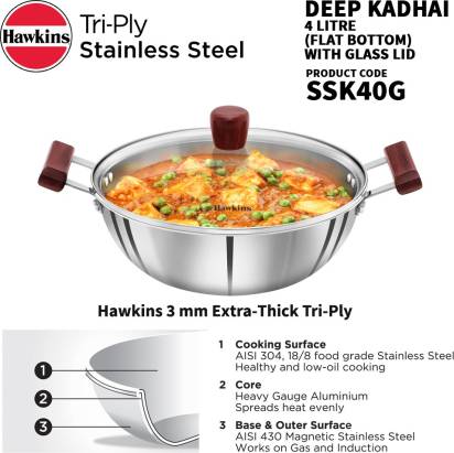 M&M - Stainless Steel Kadai with Handle / Stainless Steel Kadhai