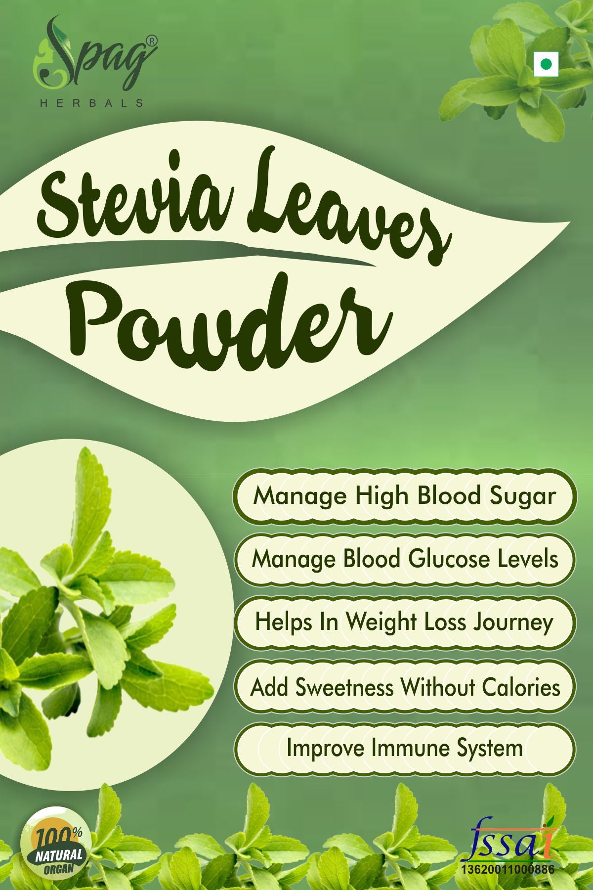 Spag Herbals Stevia Dry Leaves - Distacart