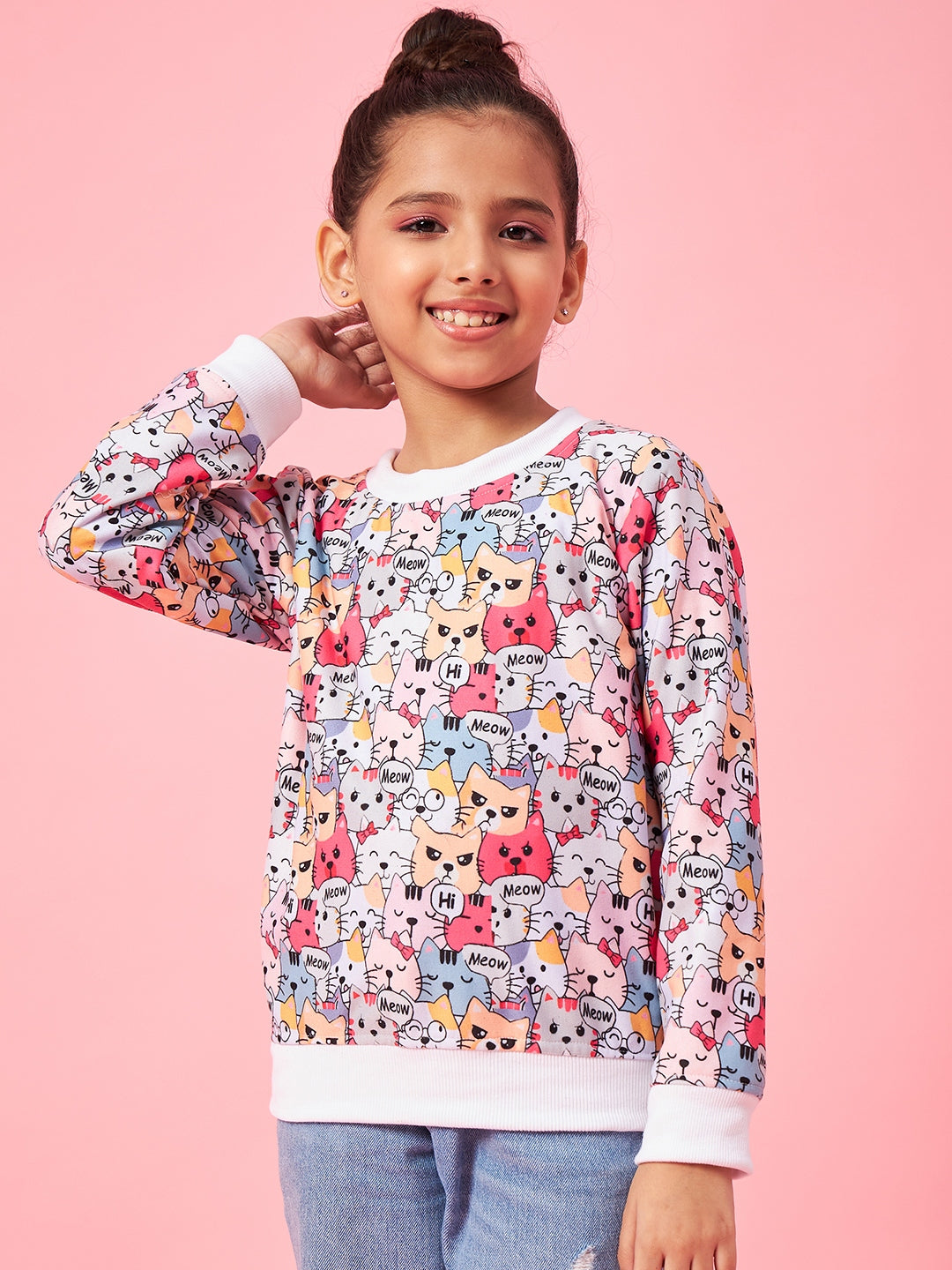 Girls Graphic Printed Pullover Sweatshirt - Mini Marvels - Distacart