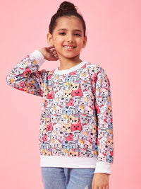 Thumbnail for Girls Graphic Printed Pullover Sweatshirt - Mini Marvels - Distacart