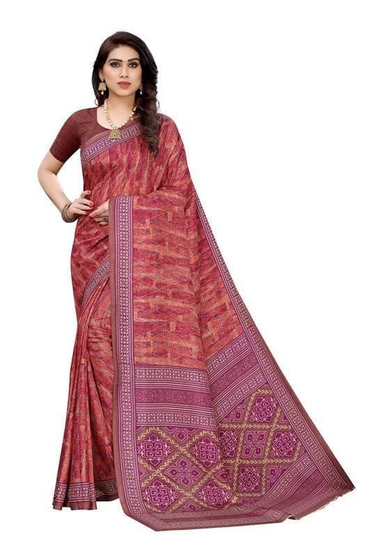 Vamika Printed Red Crepe Silk Saree (ICE RED)