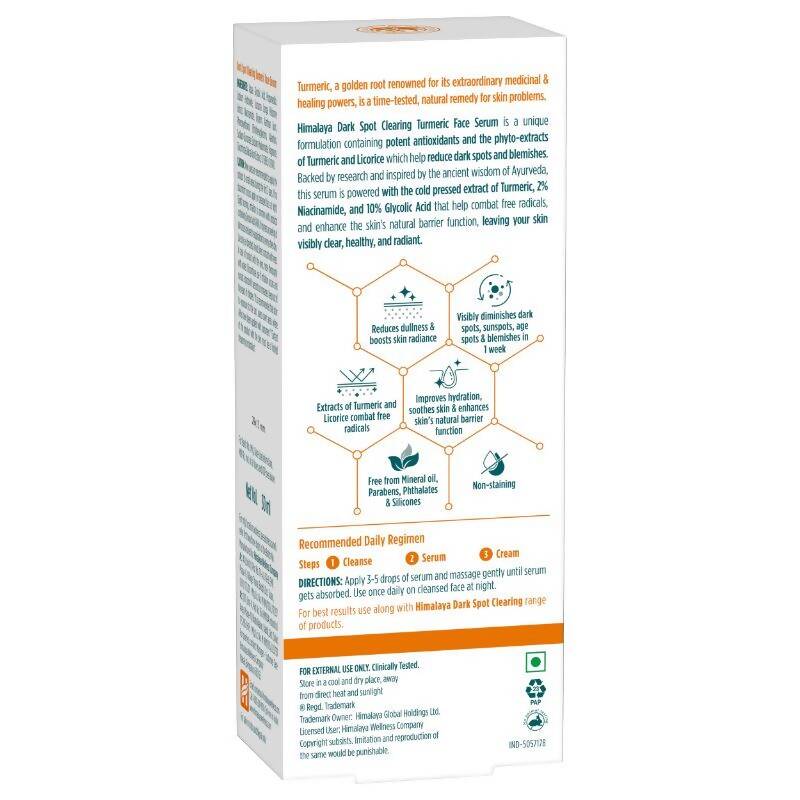 Himalaya Dark Spot Clearing Turmeric Face Serum - Distacart