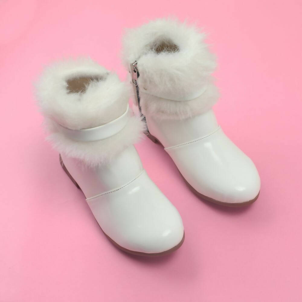 Kids white fur boots best sale