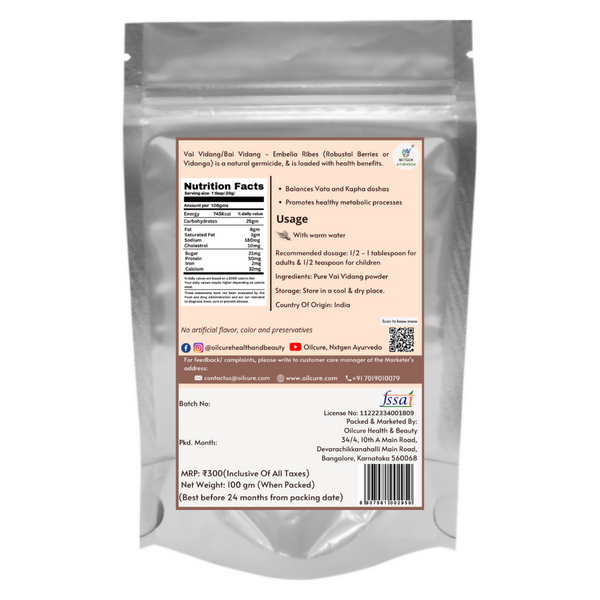 Buy Nxtgen Ayurveda Vai Vidang / Bai Vidang Powder Online at Best Price ...