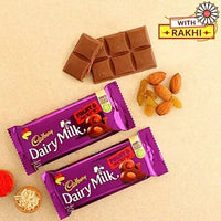 Thumbnail for Pretty Rudraksha Rakhi And Fruit N Nut Chocolates - Distacart