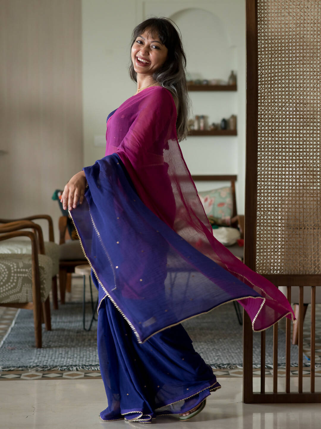 Buy Suta Printed Daily Wear Pure Cotton Blue Sarees Online @ Best Price In  India | Flipkart.com