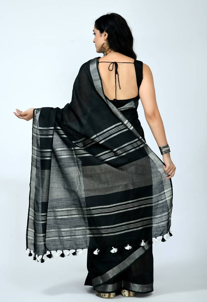 Grey Bhagalpuri Tussar Handloom Saree