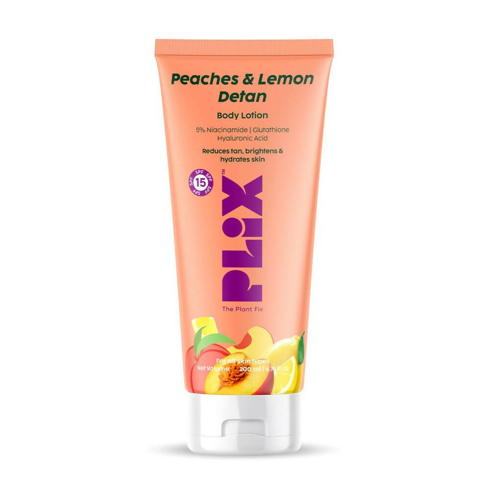 PLIX The Plant Fix Peaches & Lemon Detan Body Lotion with SPF 15 - Distacart