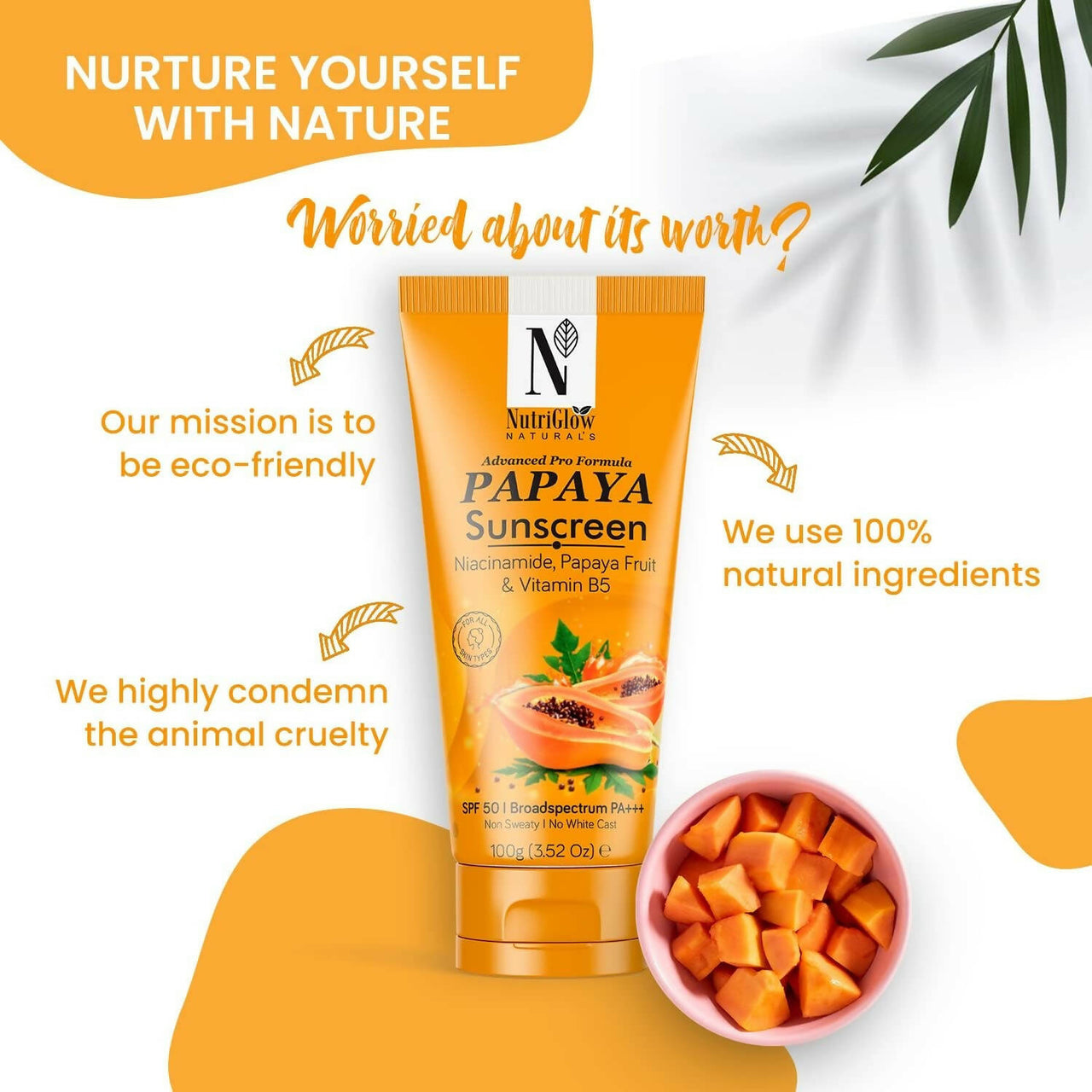 NutriGlow NATURAL'S Advanced Pro Formula Papaya Sunscreen SPF 50 PA+++ - Distacart