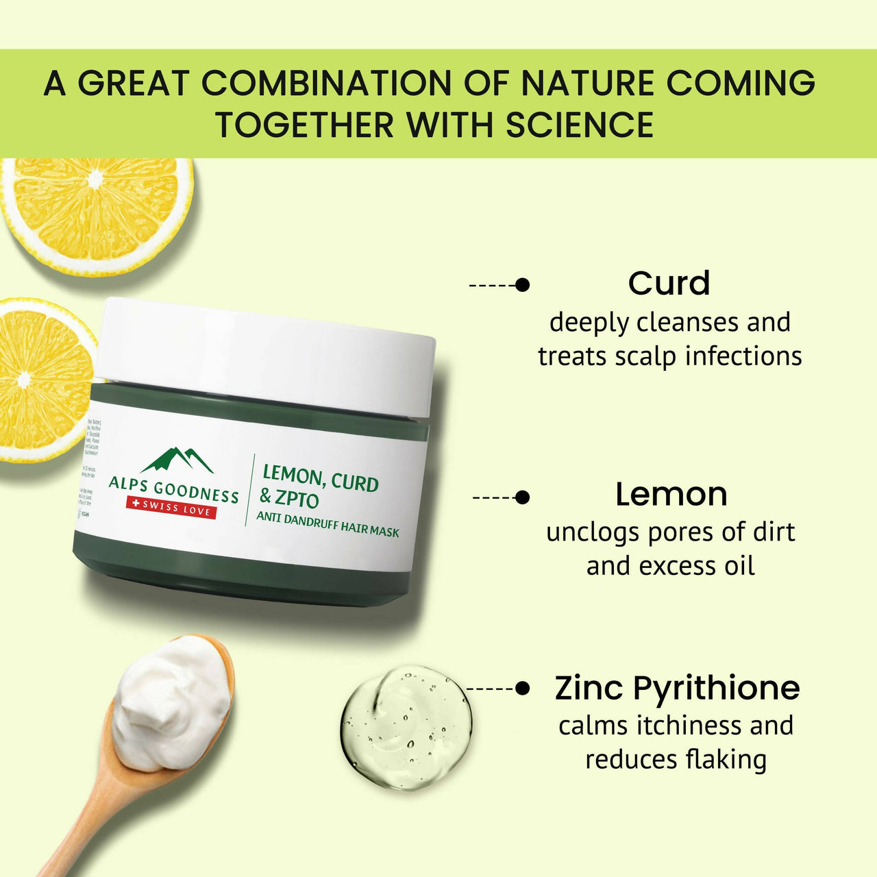 Alps Goodness Lemon, Curd & ZPTO Anti Dandruff Hair Mask - Distacart