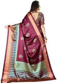 Thumbnail for DEIANA'S Beautiful Golden Jari with New Design Soft Lichi Silk Saree - Wine - Distacart