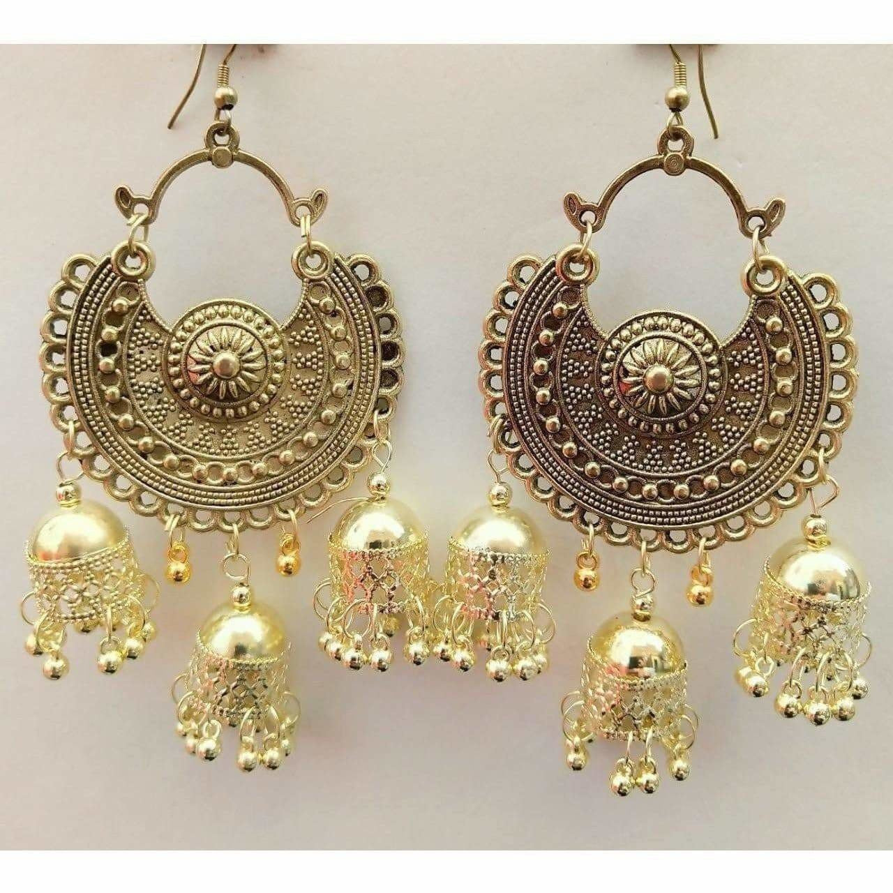 ZENEME Jewellery Traditional Stylish Gold Plated Polki  Pearl Bahubali  JhumkiJhumka Earrings For Girls and Cubic Zirconia Alloy Jhumki Earring