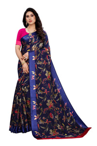 Thumbnail for Vamika Navy Linen Satin Patta Saree (MANSI NAVY) - Distacart