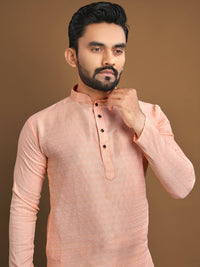 Thumbnail for Full Stitched Kurta Pajama Set for Men by Infinity Export - Orange-Peach - Distacart