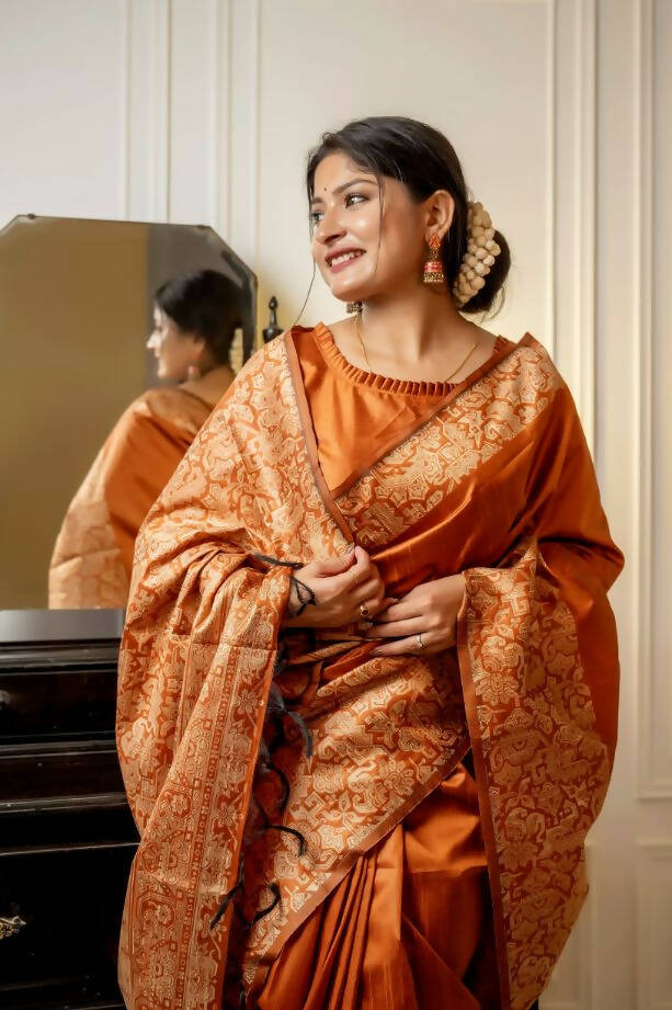 Orange Pure Cotton Chanderi Handloom Saree Design by Weaverstory at  Pernia's Pop Up Shop 2024
