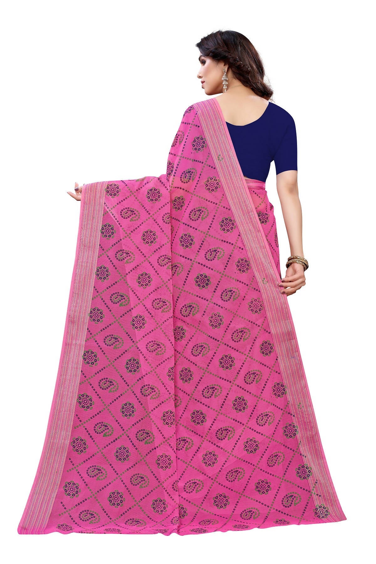 Vamika Pink Linen Jari Border Saree (CHARVI PINK) - Distacart