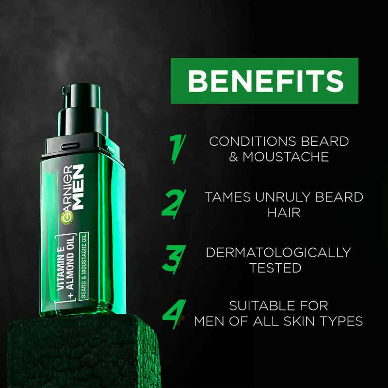 Garnier Men Beard & Moustache Oil With Vitamin E And Almond Oil - Distacart