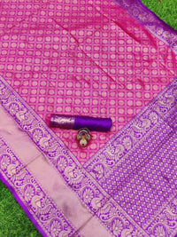 Thumbnail for DEIANA'S Beautiful Golden Jari with New Design Soft Lichi Silk Saree - Pink - Distacart