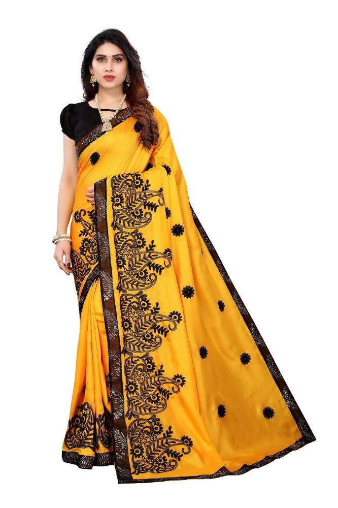 Vamika Yellow Dola Silk Embroidery Saree