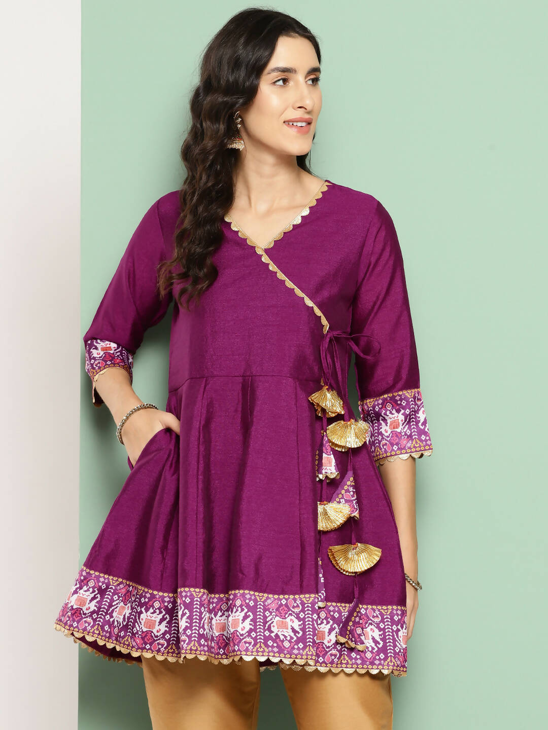 Ahalyaa Women's Traditional wear Tunic - Purple - Distacart