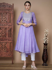 Thumbnail for Myshka Women's Purple Anarkali Kurta - Distacart