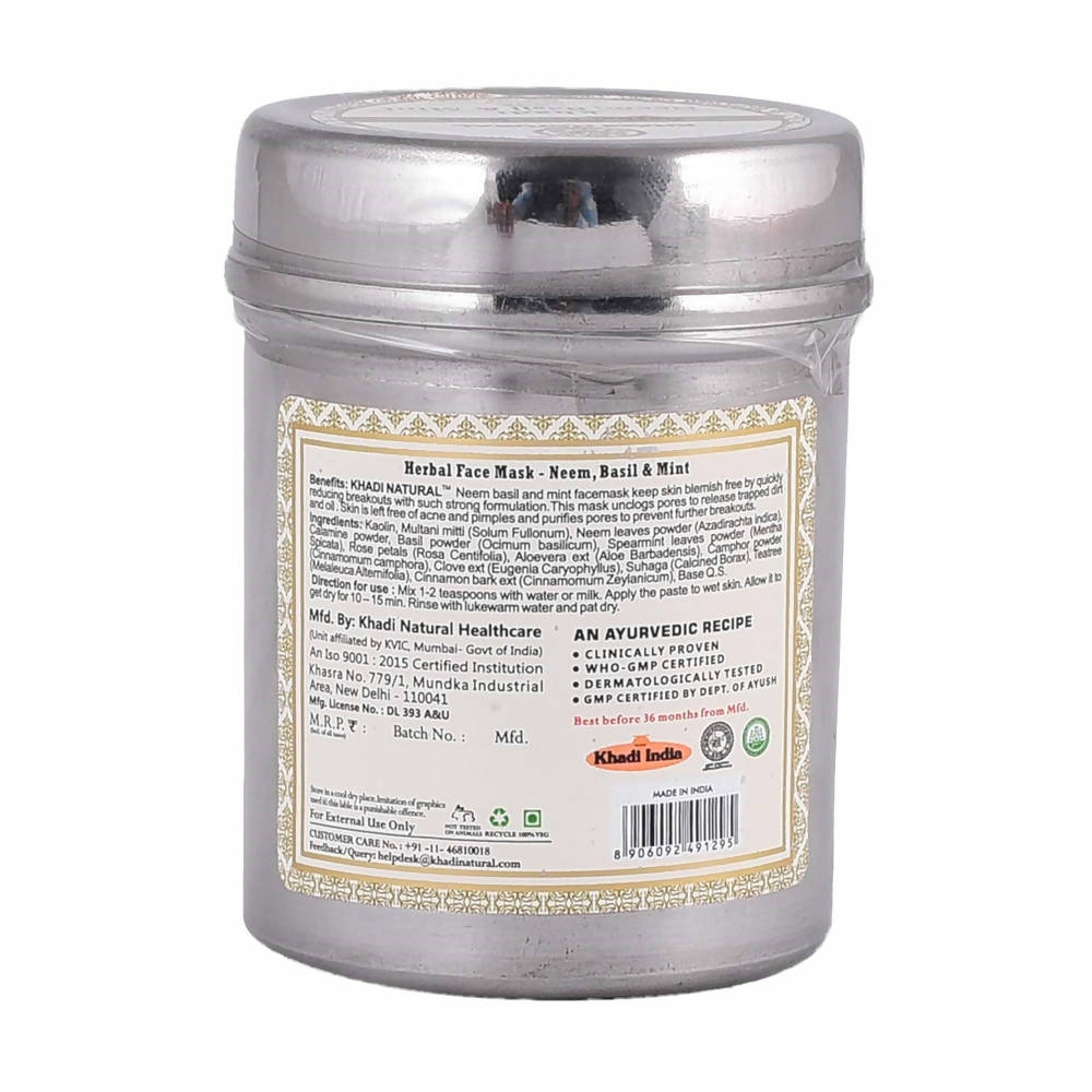 Buy Khadi Natural Neem Basil Mint Herbal Face Mask Online at